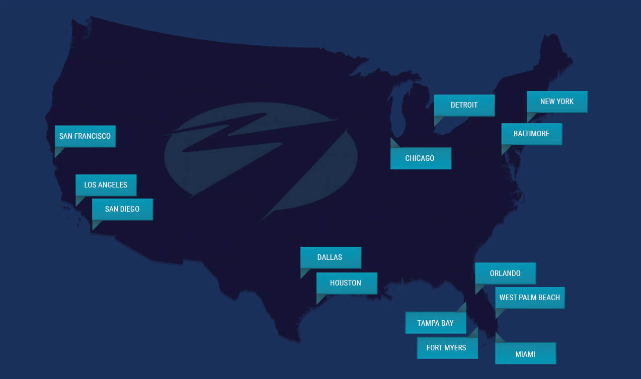 Map of all the cities where Merit Mile's PR team has conducted successful media tours